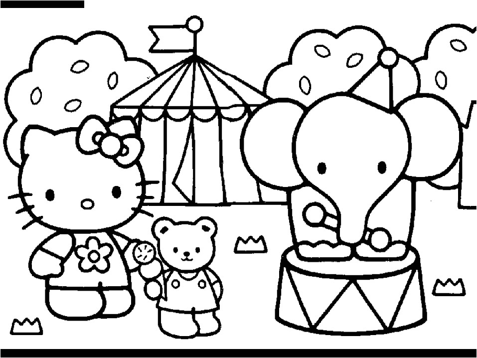 Coloriage Hello Kitty au cirque et dessin   colorier Hello Kitty