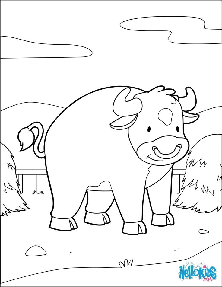Bull inside his Pasture coloring page We have selected this Bull inside his Pasture coloring page to offer you nice FARM ANIMAL coloring pages to print