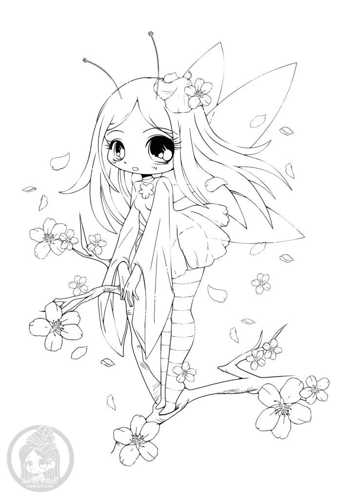 Coloriage fée cherry blossom   imprimer par YamPuff