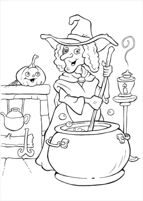 Funschool Halloween Coloring Pages for Kids witch
