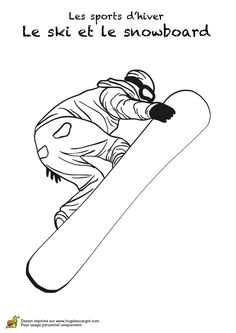 Image d un homme réalisant une figure avec son snow board   colorier