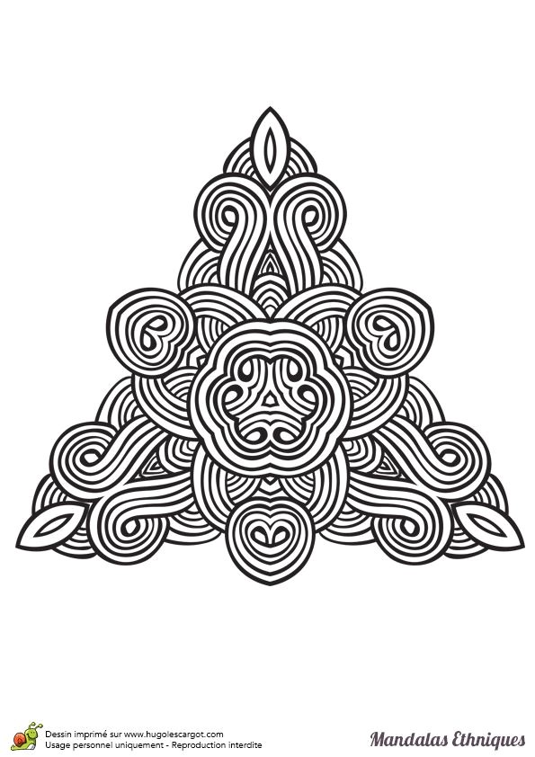 Coloriage mandala ethnique triangle celtique Hugolescargot