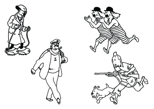 tintin 66 dessins animacs coloriages a imprimer coloriage tintin capitaine haddock