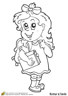 Illustration du retour   l école d une jeune fille   colorier