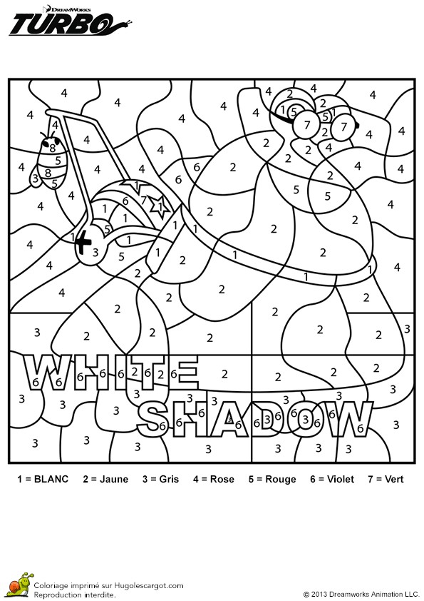 Dessin   colorier avec amusement de White Shadow en suivant les couleurs au choix