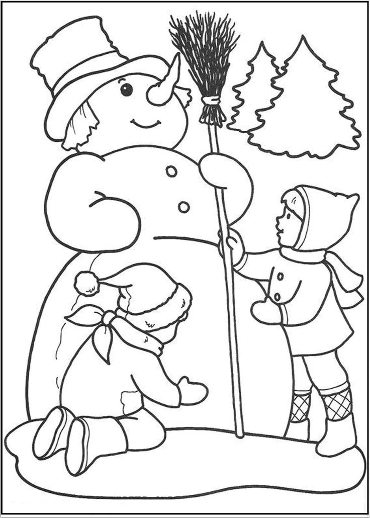 Kids Are Making Snowman coloring picture for kids De Coloriage Pour EnfantsChoraleBonhomme