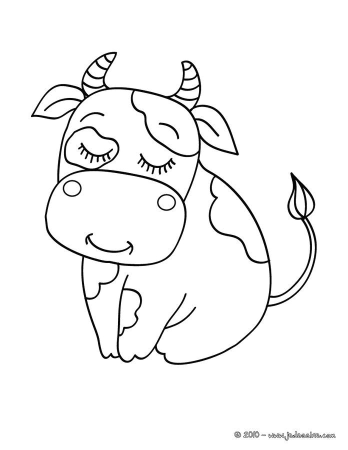 Coloriage d une jolie vache mignonne assise Un dessin sur les animaux de la