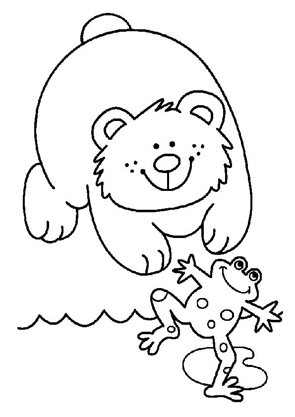 Dessins De · Picasa · Petit ours s amuse dans le jardin avec son amie la grenouille dessin  