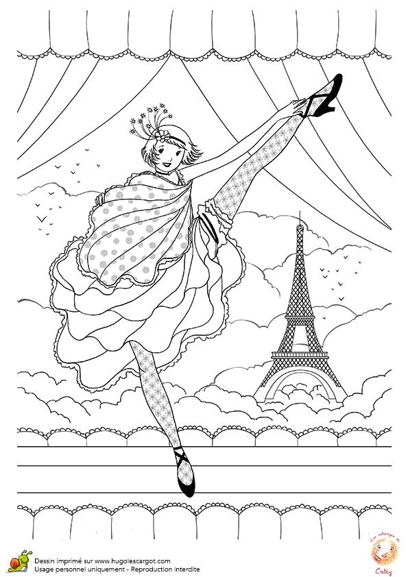A colorier une fille dansant le French Cancan