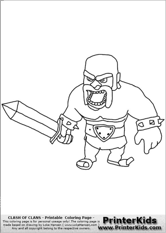 Clash Clans Barbarian 1 Coloring Page