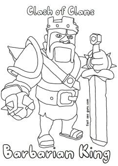 Free Printable clash of clans barbarianking coloring pages for kids free online games clash