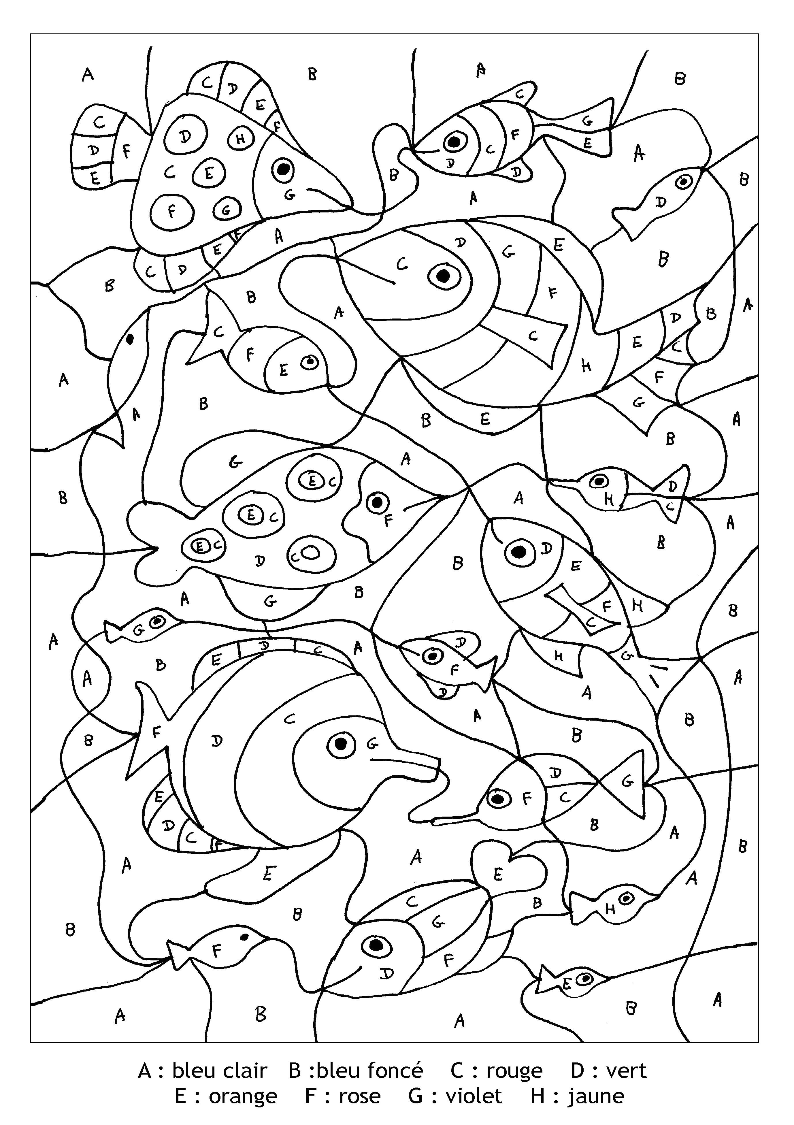 Pour imprimer ce coloriage gratuit coloriage magique lettres poissons cliquez
