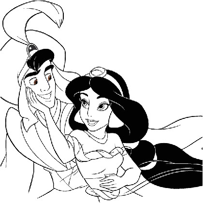 coloriage princesse jasmine et aladdin4