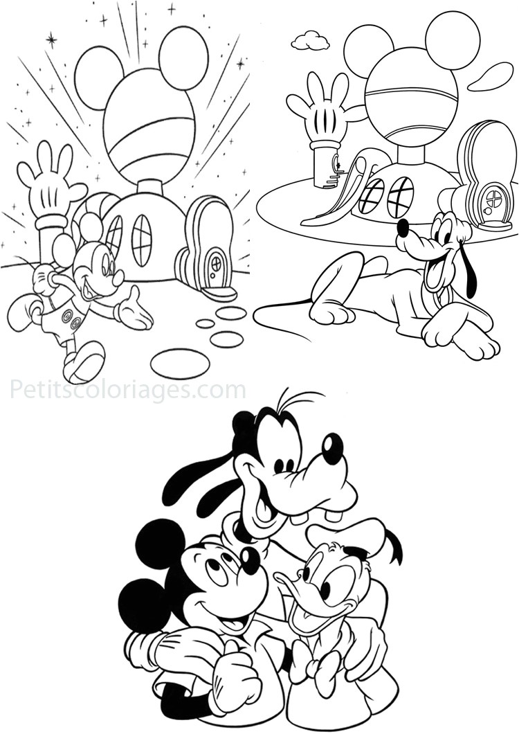 Coloriages Mickey Maison De Mickey Dingo Pluto Donald Sur