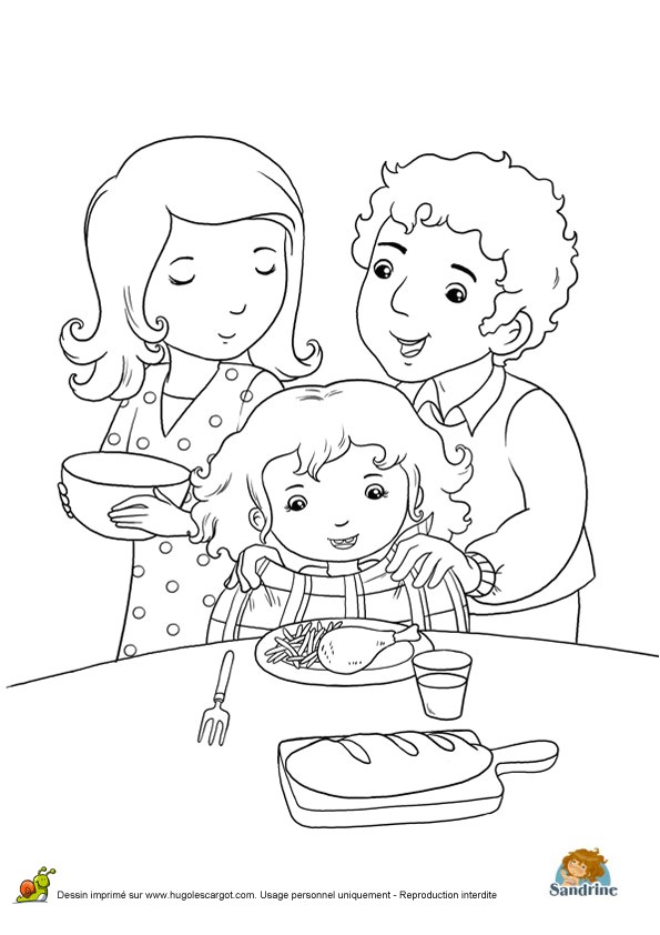 A colorier des parents donnant   manger   leur petite fille