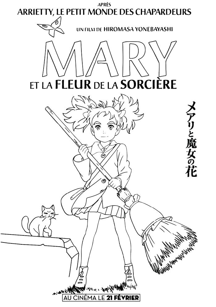 coloriage affiche du film Mary et la fleur de sorciere