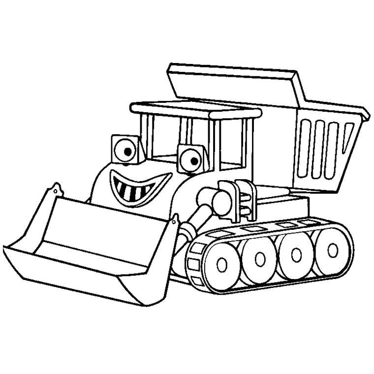 coloriage tracteur avec pelle et remorque1