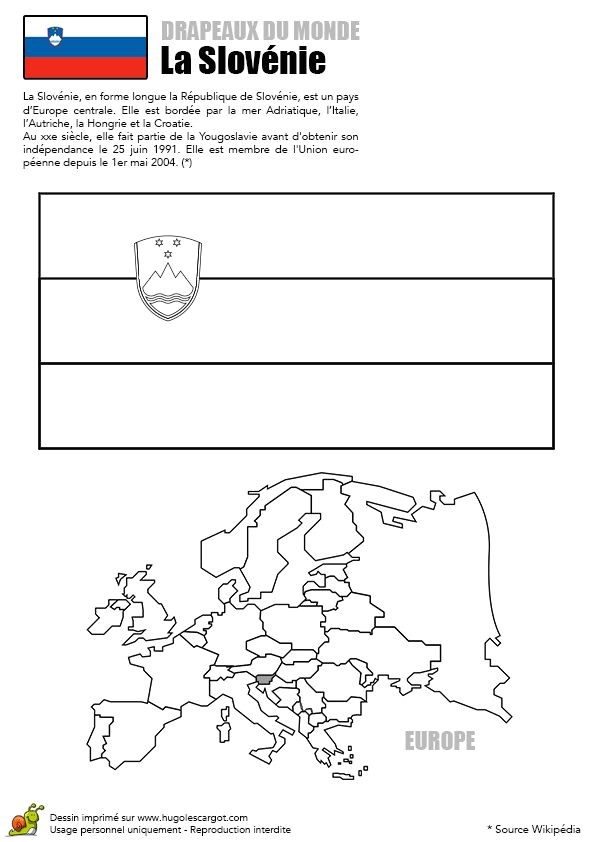 Illustration   colorier du drapeau de La Slovénie
