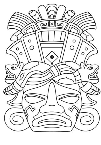 Masque maya Coloriage