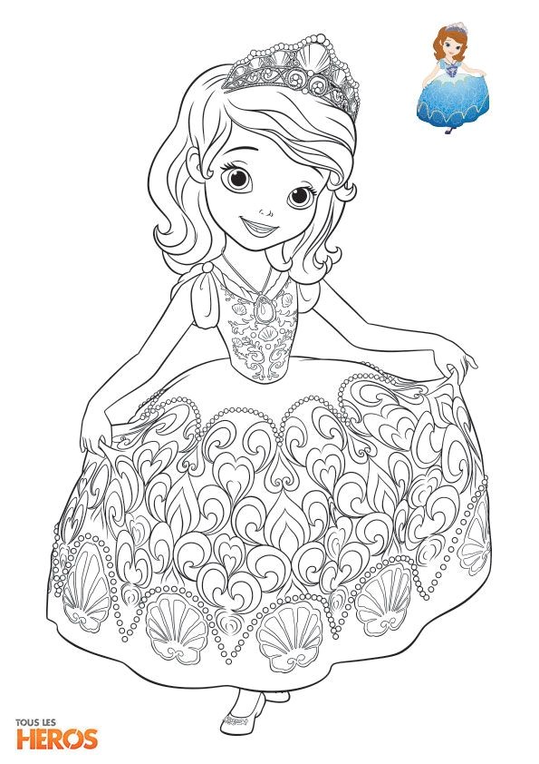 En imprimant ces coloriages Sofia la Princesse venez l aider   devenir une vraie princesse en coloriant sa garde robe sa coiffure mais aussi ses amis