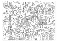 Coloriages OMY posters géants de Paris de NY ou du monde   colorier en groupe