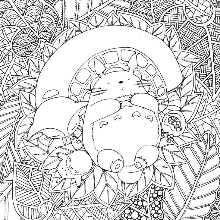 Art therapy for adults Free printable coloring pages for grown ups Totoro Ghibli