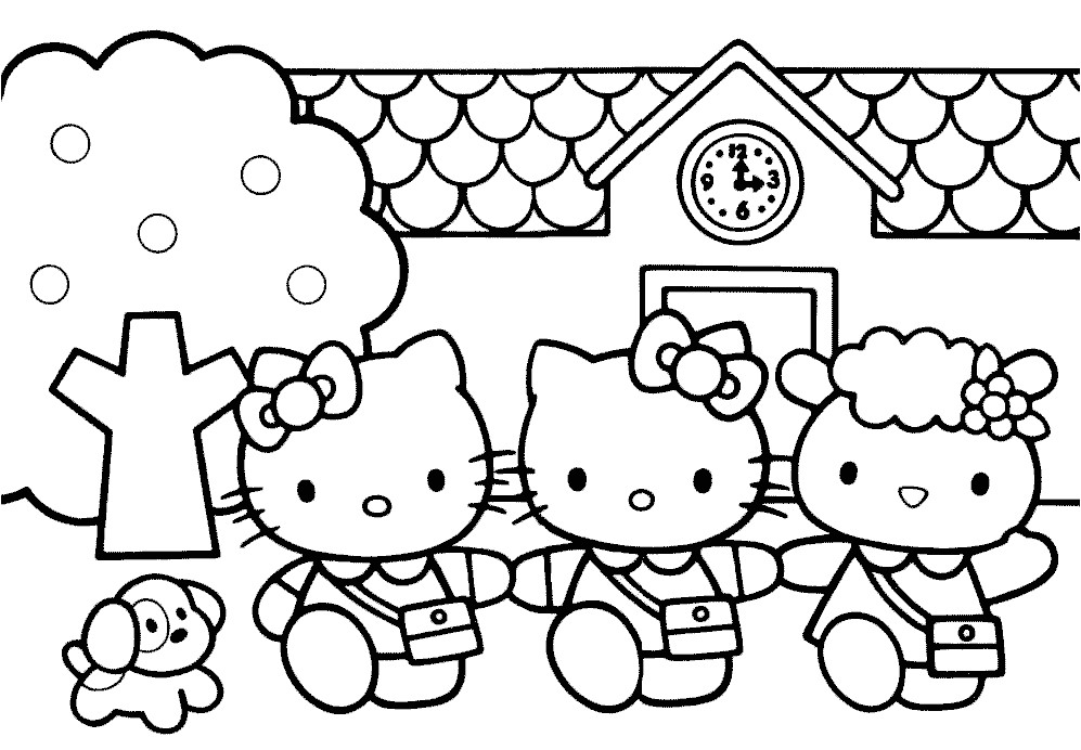 Coloriage Hello Kitty et ses amis et dessin   colorier Hello Kitty