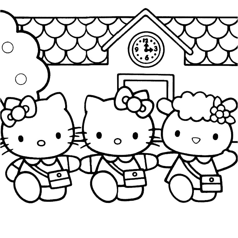 Coloriage Hello Kitty et ses Amis a Imprimer Gratuit