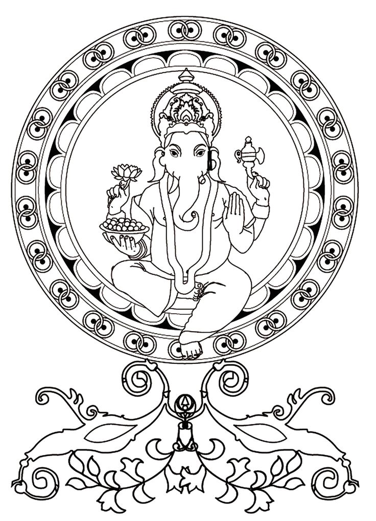 Galerie de coloriages gratuits coloriage adulte ganesh La divinité hindoue Ganesh   colorier Dieu de la sagesse de l intelligence et de la connaissance