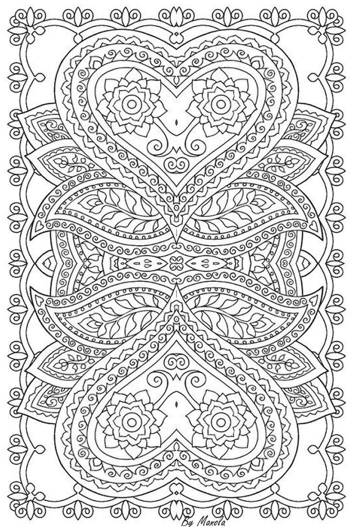 By Hobbit Adult Coloring Coloring Books Coloring Pages Heart Shapes Fractals Mandalas