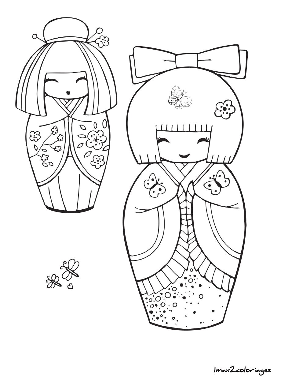 coloriage de poupée japonaise kokeshi numero 11   imprimer