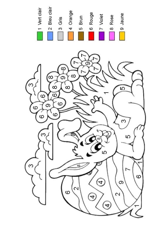 Coloriage magique Le lapin de P¢ques se repose