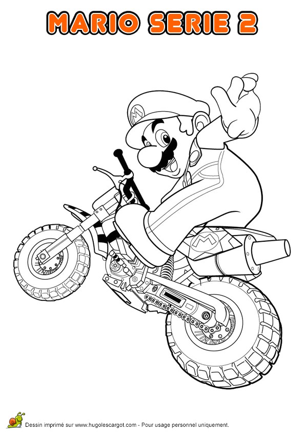 Super Mario Bros de Nintendo sur une moto   colorier