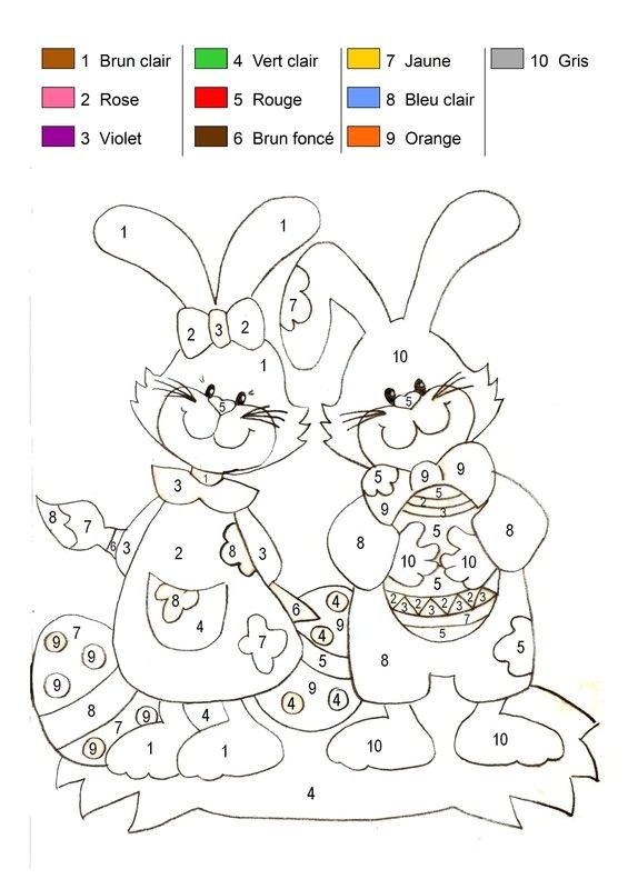 Coloriage magique Les lapins de P¢ques