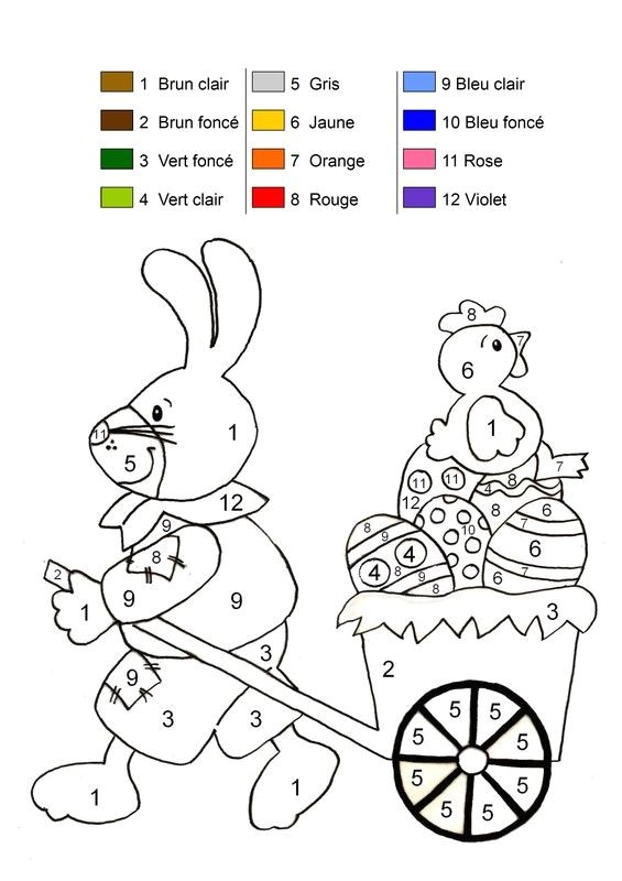 Coloriage magique Lapin et poule de P¢ques