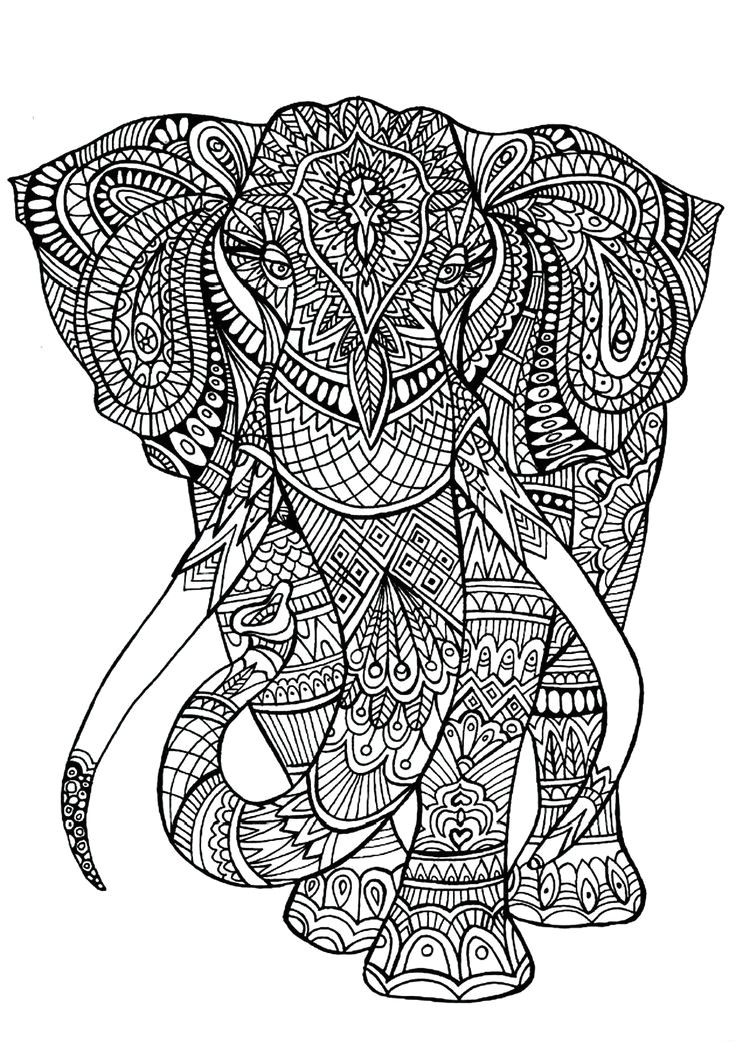 Galerie de coloriages gratuits coloriage adulte anima gros elephant Un majestueux