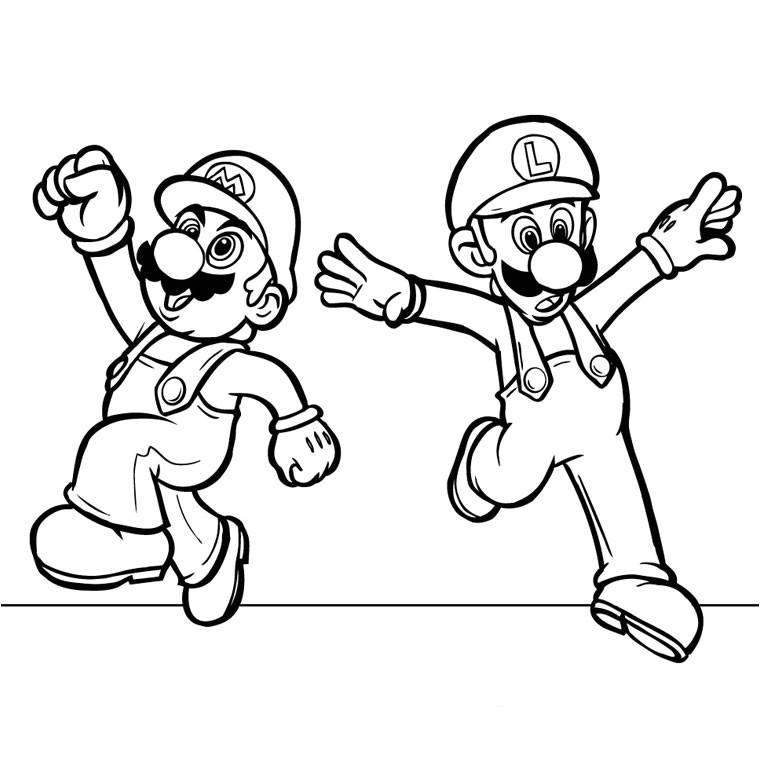 Mario Luigi Toad et Peach Coloriage