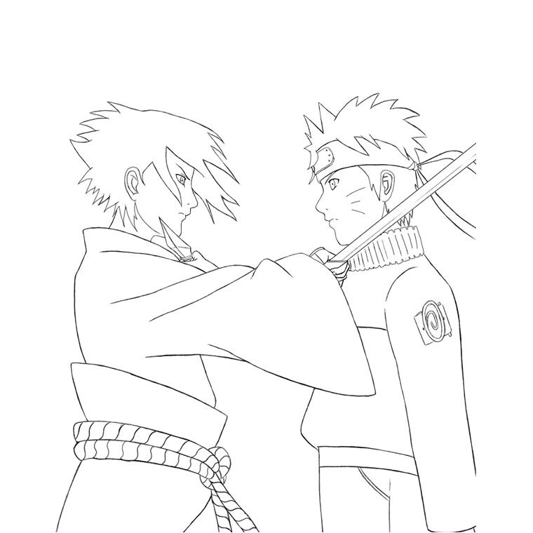 coloriage naruto shippuden duel avec sasuke