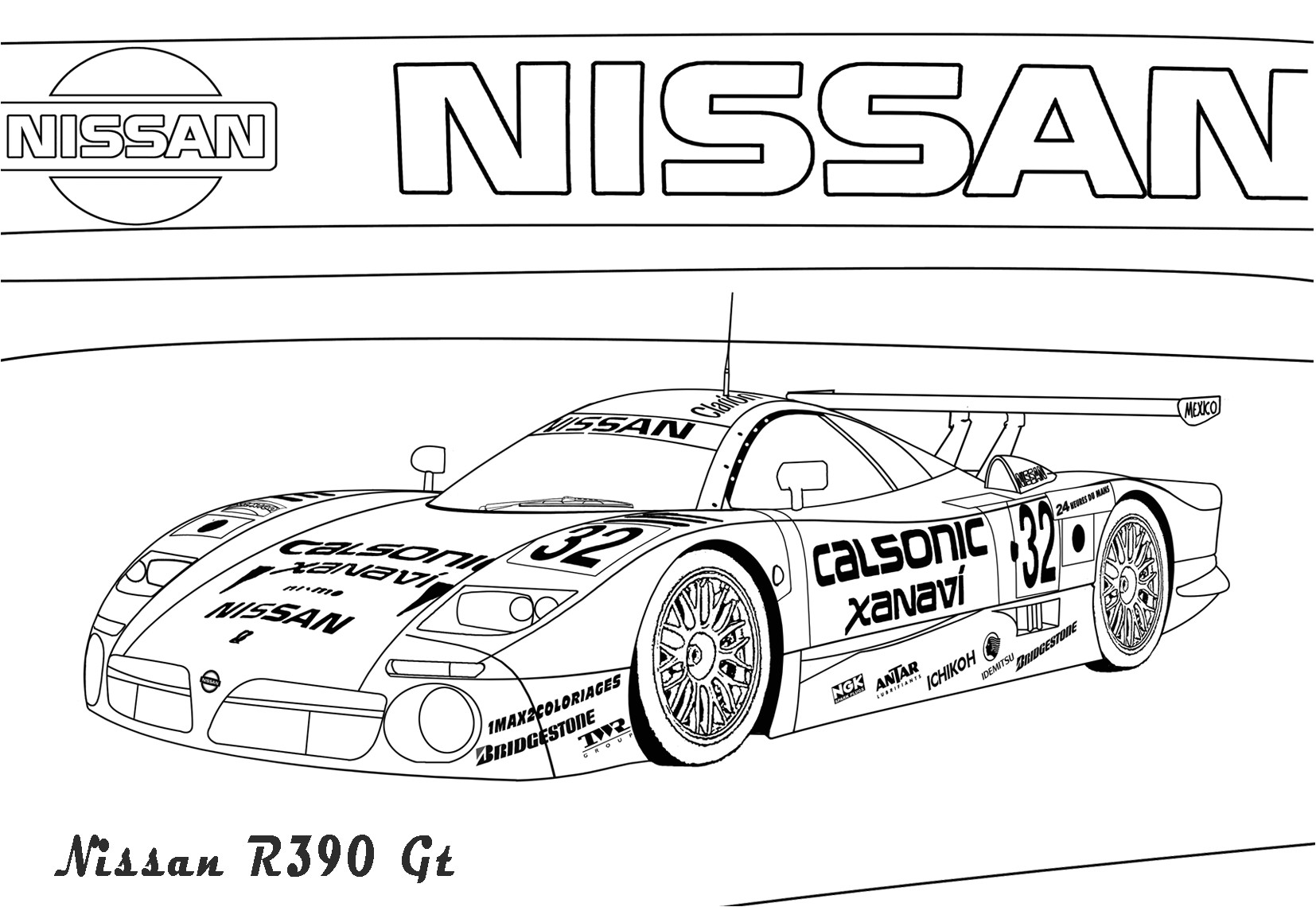 Free coloring pages of nissan skyline r35