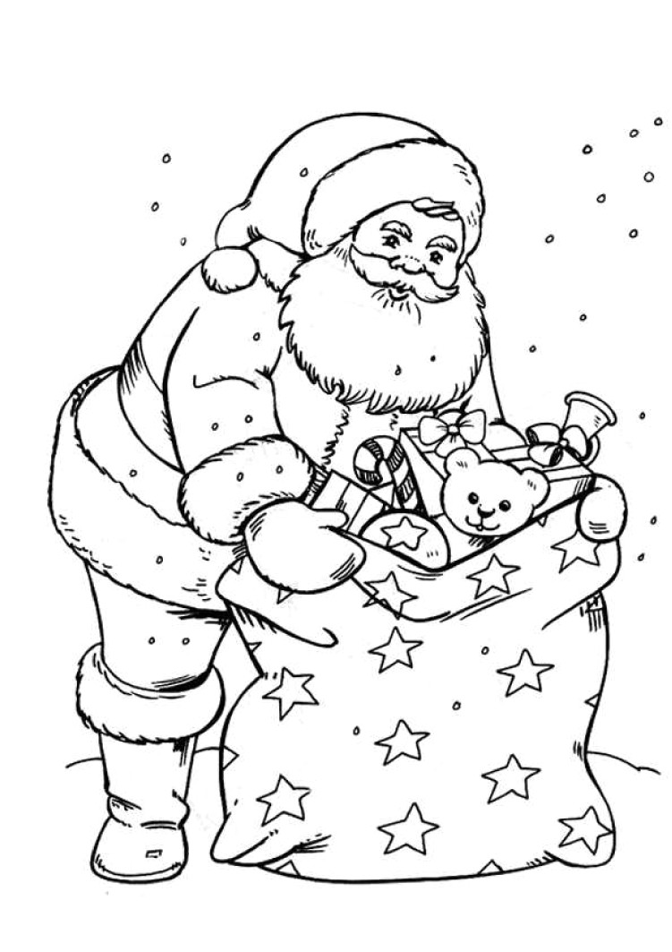 Coloriage Pere Noel à Imprimer format A4 Dessin Sapin De Noel Facile