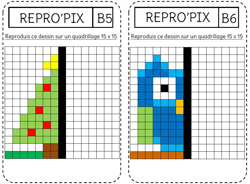 reproduction de figures et symétrie par coloriage pixel art ce1 ce2
