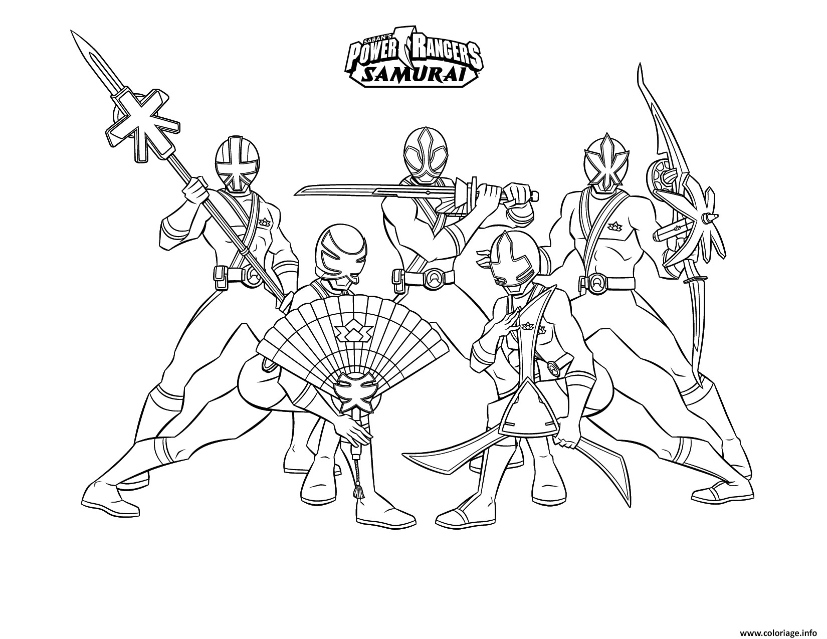 Coloriage Samurai Power Rangers Equipe Dessin Imprimer