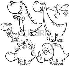 Coloriage Prehistoire Préhistoire Sc¨ne Avec Des Dinosaures 1 Illustration Vectorielle