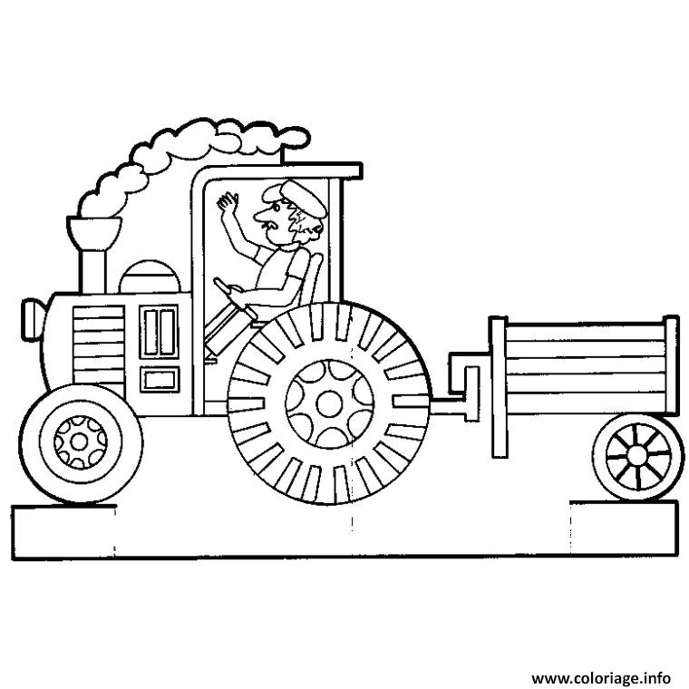 Coloriage Tracteur Avec Remorque Dessin   Imprimer