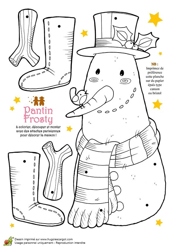 Coloriage et activités No l tendresse pantin Frosty le bonhomme de neige…