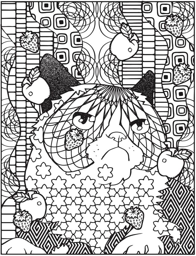Coloriage Chat Chats Broderie Pages  Colorier Coloriages Pour Adultes Livres  Colorier Publications Dover Cool Cats Chat Grincheux