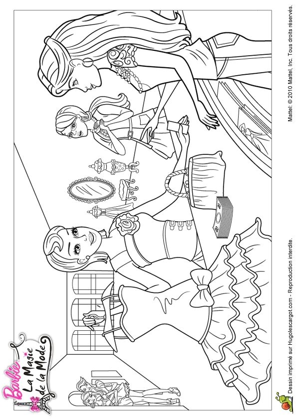 Coloriage barbie et la magie de la mode shopping sur Hugolescargot Hugolescargot