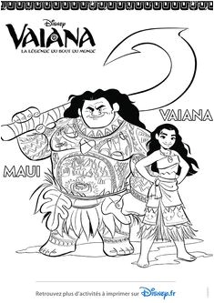Dessin   colorier Vaiana la légende du bout du monde Maui et Vaiana Hugolescargot