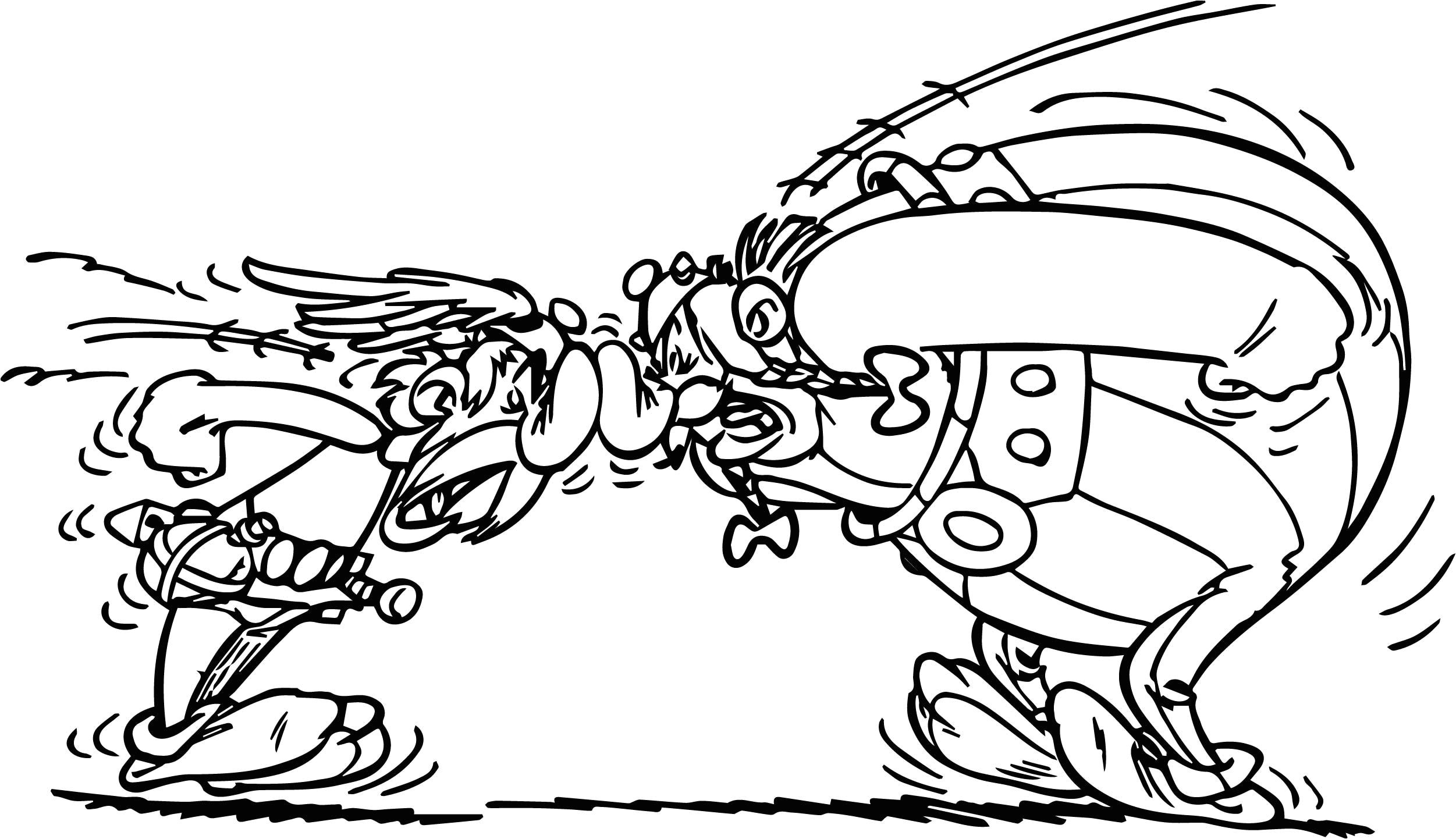 awesome Asterix Obelix Streit Coloring Page