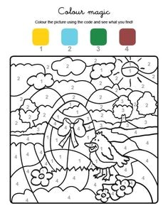 Colorie avec les nombres un oeuf de P¢ques et un poussin coloriage · ColoriagesCouleur